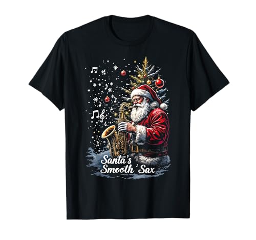 Sassofono Babbo Natale Jazz Sassofono Liscio Maglietta