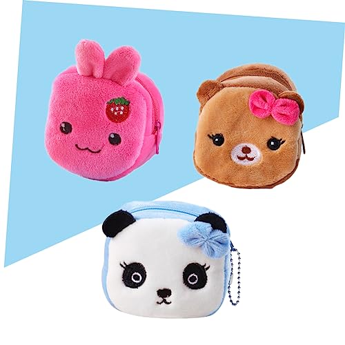 SAFIGLE 3pcs Plush Coin Bag for Kids Mini Pouch Bowknot Dog Pattern Reusable and Durable Change Purse for Girls2