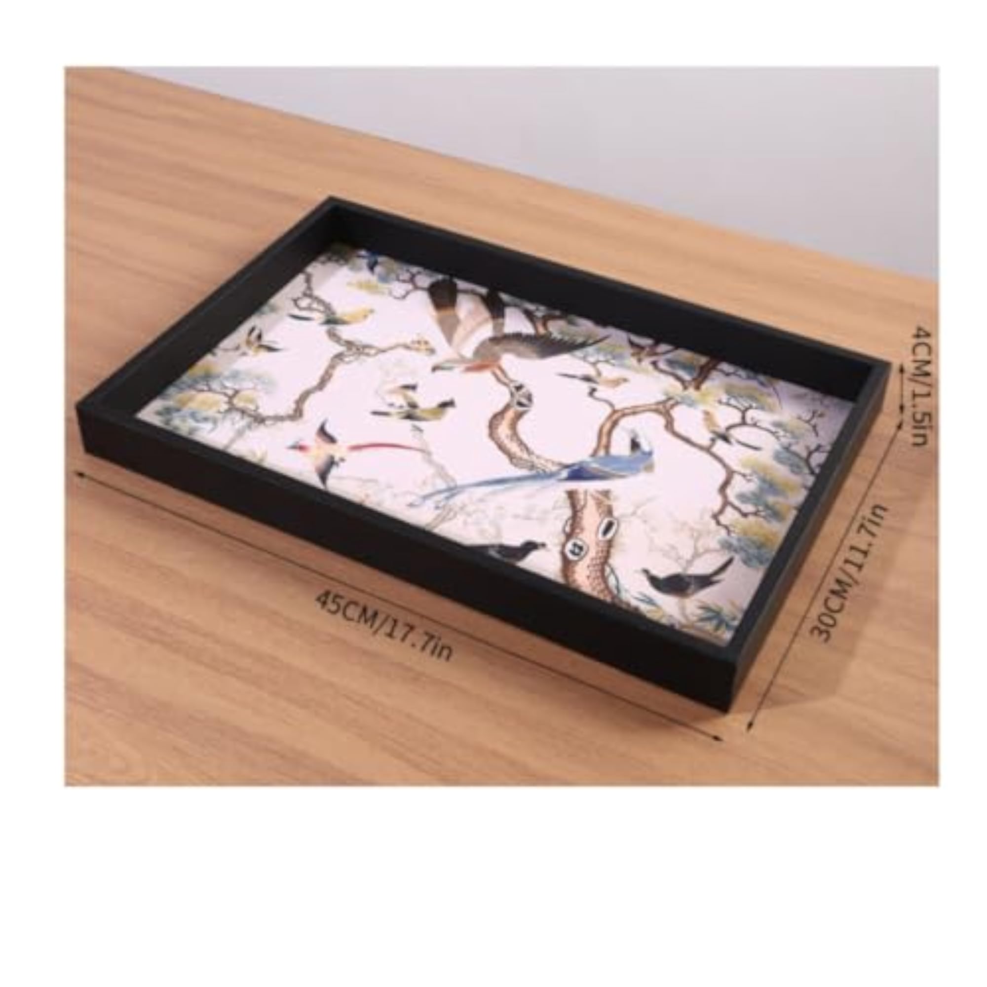 Black Finish Rectangular Decorative Storage Tray