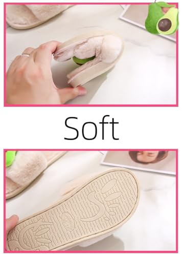 Avocado Fuzzy Fluffy Slippers for Women - Warm Fruit Slippers, Cute Non-Slip Indoor/Outdoor Slides4