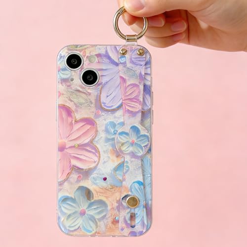 Coque iPhone 14 Plus béquille support antichoc dragonne rose 6.7