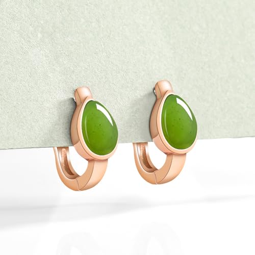 Boucles d'oreilles délicates en jadéite véritable grade A - 6