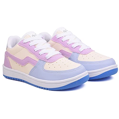 Tênis infantil feminino rosa Menina Menino calce fácil DZU (Lilás/Amarelo, br_footwear_size_system,