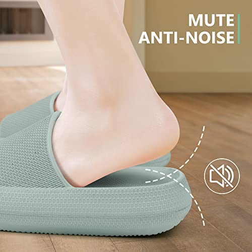 Youecci Cloud Slides For Kids丨Shower Slippers Bathroom Pool Sandals丨Boys Girls Comfy Thick Sole Slippers丨Summer Non-Slip Beach Shoes Green 4 Big_Kid thumb #1