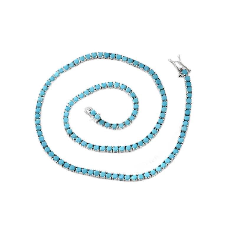 Collier ras du cou turquoise en argent S925, le cadeau idéal unisexe