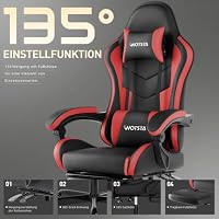 WOTSTA Gaming Stuhl Computerstuhl Ergonomischer Gaming Chair mit Fußstütze – Ansicht 7