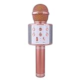 QiKun-Home Micrófono inalámbrico Condensador Profesional Karaoke Soporte de micrófono Radio Mikrofon Studio Recording Studio Mic Machine Rose Gold