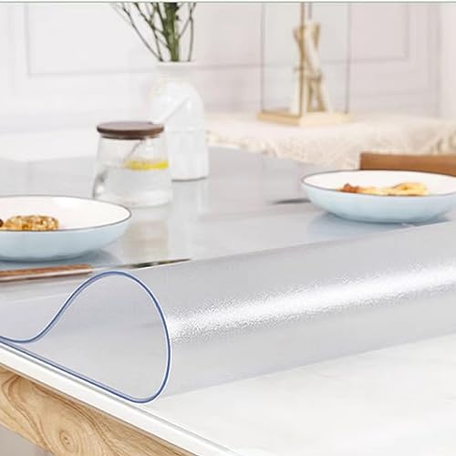 Protector de mesa de PVC, transparente, esmerilado, vidrio suave, 1,9 mm, apto para mesas de comedor (125 x 180 cm)
