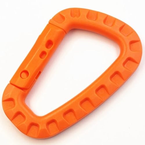 CooBigo 2Pack Tactical Gear Carabiner Keychain Clip Plastic D-Rings Large Key Chain Heavy Duty Snap Hook for Backpack Belt Keyrings Bags Bottle Tent Camping - Orange