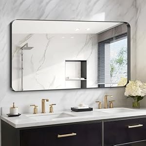 KOCUUY Bathroom Mirror 30″ x 50″, Black Frame Wall Mirror, Rectangle Wall Hanging Decor Mirror for Bedroom Bathroom Living Room Entryway (Horizontal/Vertical)