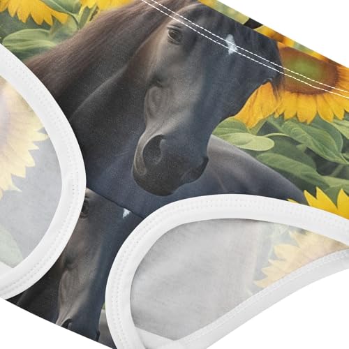Cotton Girls Underwear Toddler Black Horse Sunflower Field Girl Panties Cute Fun Print Kids Undies Briefs 2t4