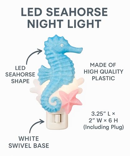 Image of Novelty Lights LED Lamp Seahorse with Starfish Spring Summer Decoration Night Light with Swivel Plug