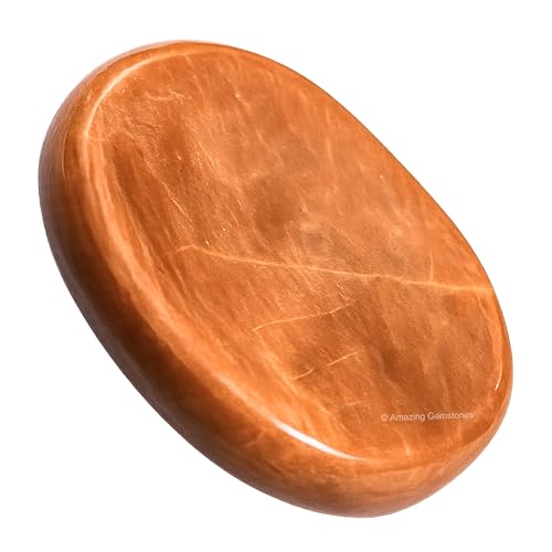 Image of Amazing Gemstone Peach Moonstone Worry Stone Crystals & Healing Stones - Worry Stones for Stress Relief Gifts - Piedra Crystal Fidget for Meditation - Unique Stocking Stuffers & Birthday Gifts