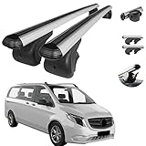 Relingträger Dachträger Dachgepäckträger Kompatibel mit Mercedes Vito W447 | Fahrradträger Dachboxen Dachgepäckablage Dachteile Eloxiertem Aluminium Schwarz mit TÜV ABE 2 TLG