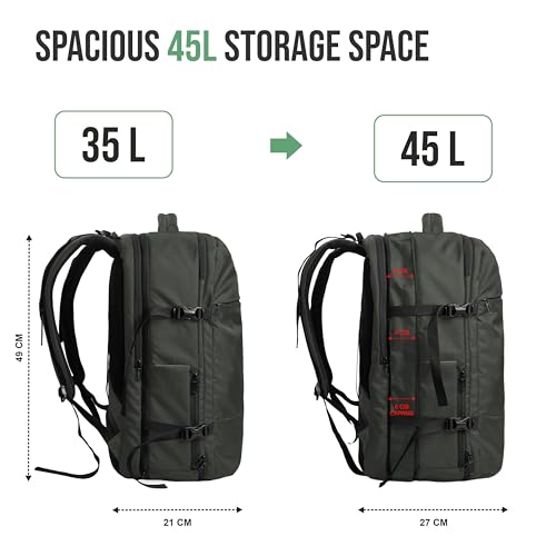 Image of TRAWOC 45L Laptop Backpack TPB01 | Unisex Office & Travel Bag with Anti-Theft Lock, Expandable Storage, USB Charging, Suitcase-Style Opening & 3-Year Warranty