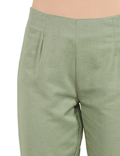 Image of BIBA Cotton Blend Solid Regular Casual Pants