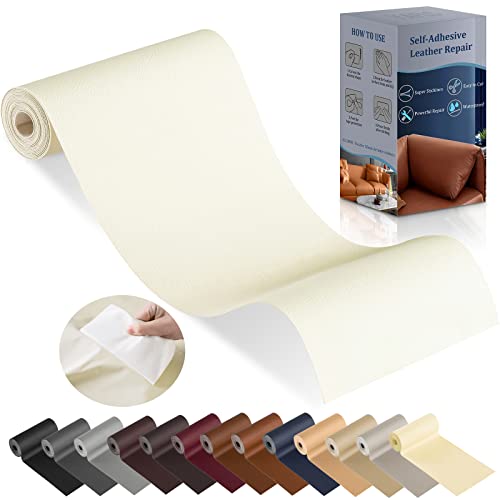 YAFLC - Parche de reparación de piel blanca lechosa, 10 x 160 cm, parche autoadhesivo para remodelación de muebles y coches