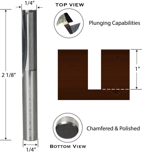 Foos Straight Carbide Router Bits - 1/4” Shank - Usa Veteran Owned (1/4" Cutting Diameter) #TOP1