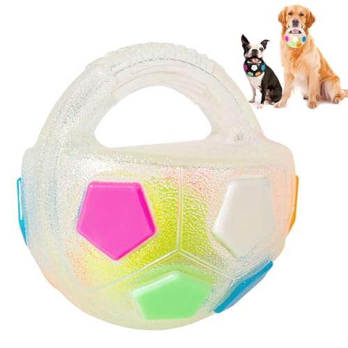 YOOGAO Pet Dog Toy Ball with Handle Toss and Fetch Play Interactive Ball for Dogs Playing Squeaky Floating (Transparent)