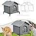 Baoblaze Outdoor Cat House Shelter Elevated Insulated Portable Weatherproof Kitty Shelter Pet House for Winter Garden Porch