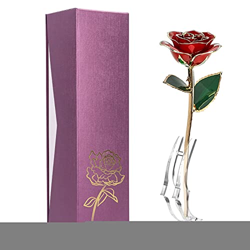 Real Rose 24K Gold Dipped, Presente romântico para o Dia dos Namorados/Dia das Mães/Natal/Aniversári