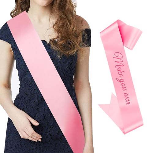 CIEHER Pink Sash Blank Satin Sash Bride Sash Custom Sash Prom Court Sash Mommy to Be Sash Birthday Sash Bride to Be Sash Bachelorette Sash 2024 Graduation Sash Party Decorations Make Your Own