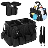 Sibosen Tragbare Reinigungstasche,Große Putztasche,Reinigungsmittel Organizer mit Griff,Putzmittel Aufbewahrung Organizer Tasche für Reinigungskräfte,Schwarz Tragbar Abnehmbar 45x27x25cm