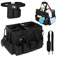 Sibosen Tragbare Reinigungstasche,Große Putztasche,Reinigungsmittel Organizer mit Griff,Putzmittel Aufbewahrung Organizer Tasche für Reinigungskräfte,Schwarz Tragbar Abnehmbar 45x27x25cm