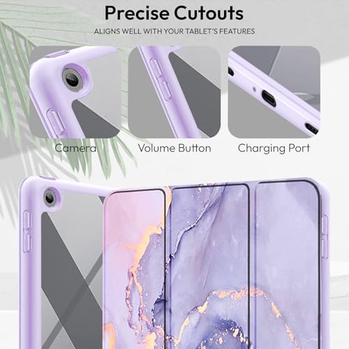 Image of Robustrion Cover for iPad 9th Generation with Pencil Holder / 8th / 7th Generation 10.2 inch Hybrid Flip Stand Cover Case - Marble Lilac
