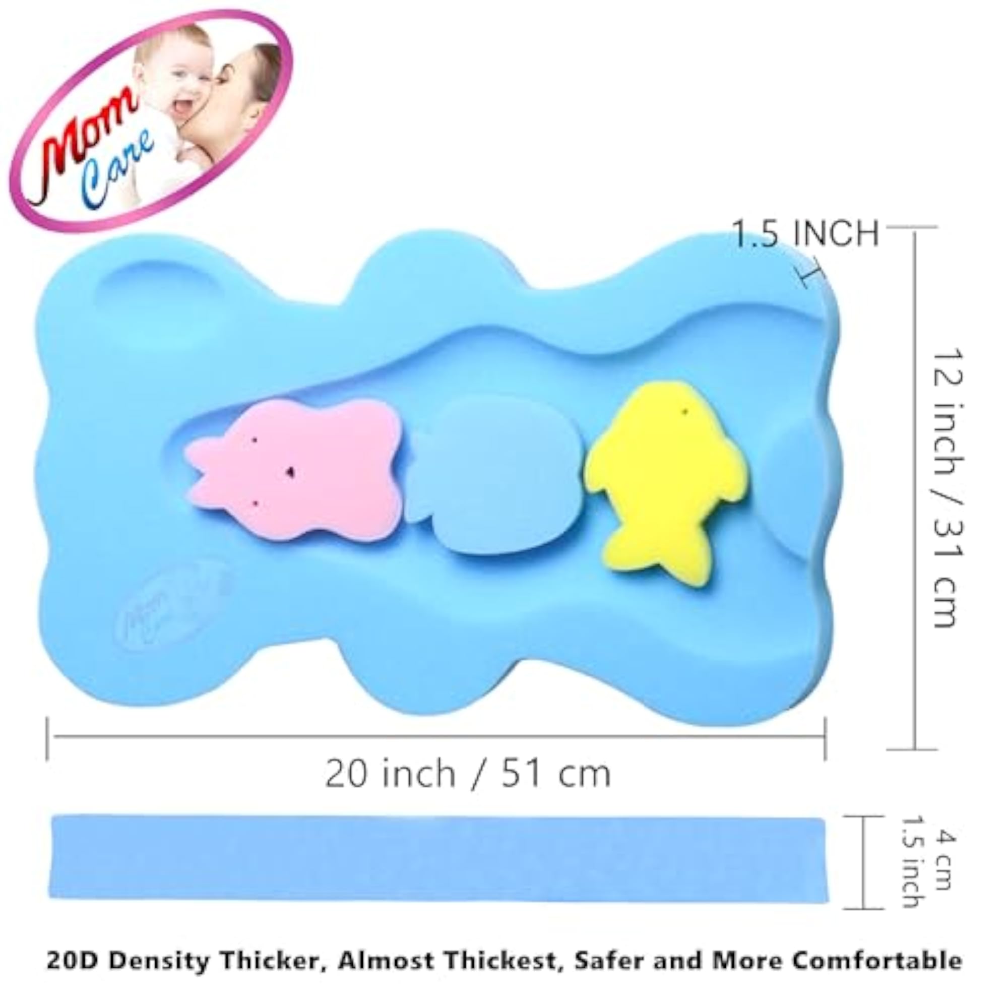 Comfy Baby Bath Sponge for Newborns, Blue Foam