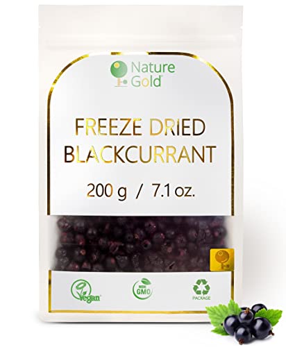 Grosellas Negras Liofilizadas Enteras | 200g | 100% Natural & Vegano | Sin GMO | Sin Azúcar y Sin Aditivos ~*~