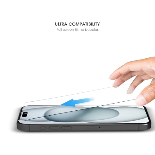 Image of GRIPP Dust-Proof 3D Japanese Tempered Glass Screen Protector for iPhone 15 Plus, iPhone 16 Plus (6.7 inch), Speaker Dust Guard, 3D Curved Edges, Scratch-Resistant, 9H Hardness, Bubble Free