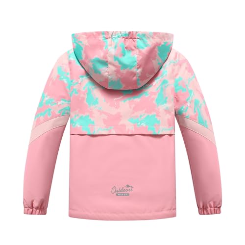 Image of MGEOY Boys Girls Rain Jacket Lightweight Waterproof Hooded Fleece Lined Raincoat Windbreakers for Kids