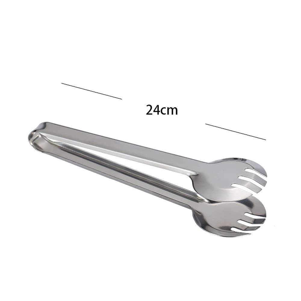 Pinze da Cucina 1pc Pinze per Alimenti Acciaio Inossidabile Alimenti Pane Dessert Barbecue Pinze da Cucina Argento