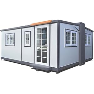 Portable Prefabricated Tiny Home 15x20ft, Mobile Expandable Plastic Prefab House for Hotel, Booth, Office, Guard House, Shop, Villa, Warehouse, Workshop