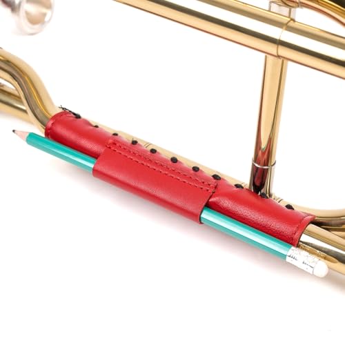 MG Leather Work Trombone Neck Guard - Padded, Genuine Leather Protection - Trombone Neck Cover - Red