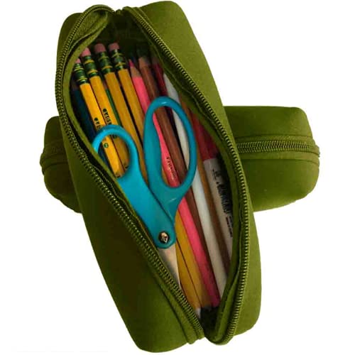 Great For Back To School!! Zipper Accessory, Supply and Travel Case - Portable utility case for masks, pencils, pens, school supplies, or as an all-purpose accessory pouch. Set of 2, Green