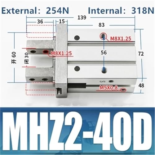 Pince pneumatique MHZ2-40D double effet pour stopper les ratés de tri - 3