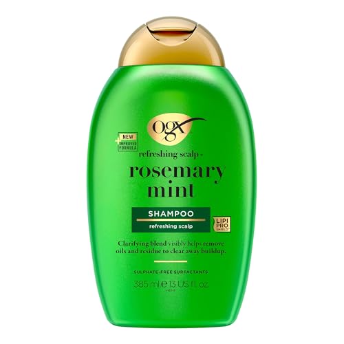 OGX Refreshing Scalp with Rosemary Mint Shampoo Clarifying Blend to Remove Excess Oil and Residue Clears Away Buildup Sulfate Free 385ml