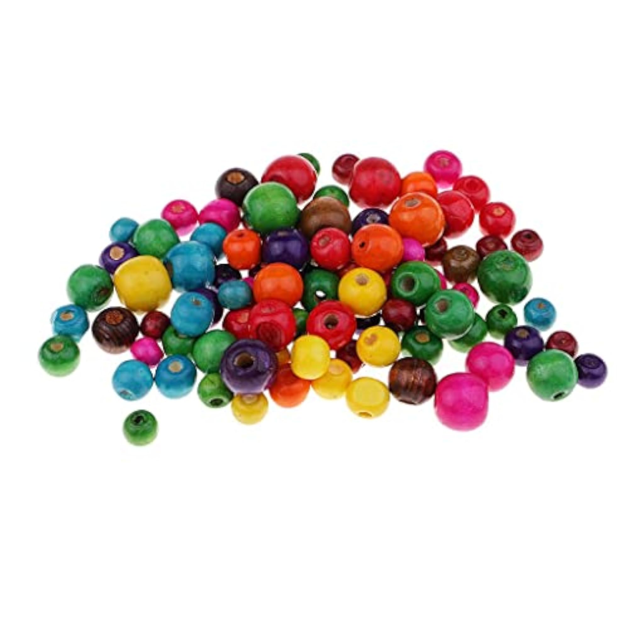 3x100 Pieces Dyed Color Round Wood Beads for Jewellery Making