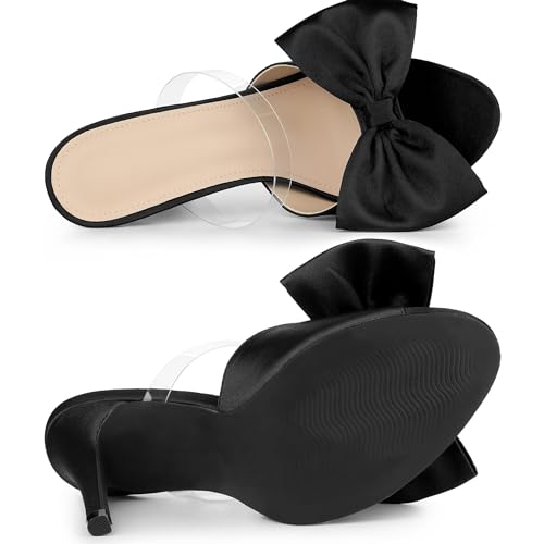 Mules à talons aiguilles de haute qualité avec nœud délicat et sangle invisible - 5