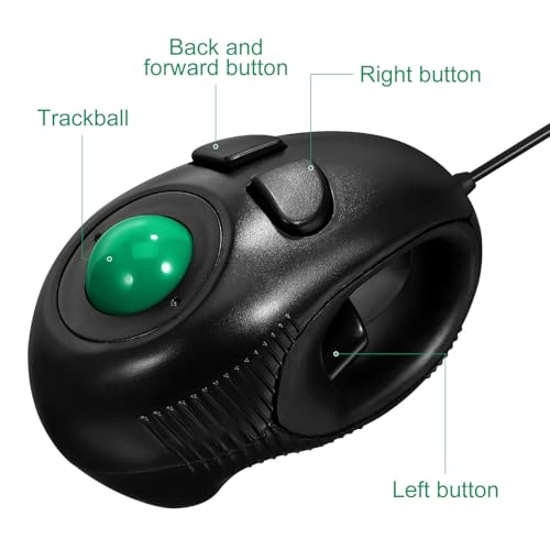 Ratón trackball 4d SHERCHPRY con cable, mini diseño de plástico duro y 3 botones para escritorio 3