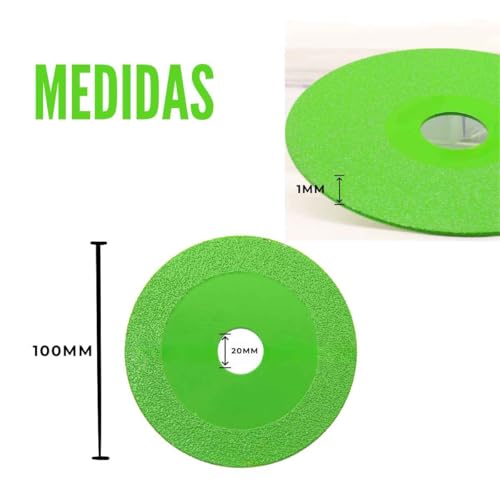 Kit 3 Discos Multiuso para Corte de Porcelanato, Espelho, Cerâmica, Espelho, Vidro 100mm (Verde)