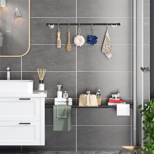 Aizesi TENSIONROD 2 Pack Tension Rods Spring Tension Curtain Rod, 26 To 39 Inch Adjustable Black Tension Rod thumb #5