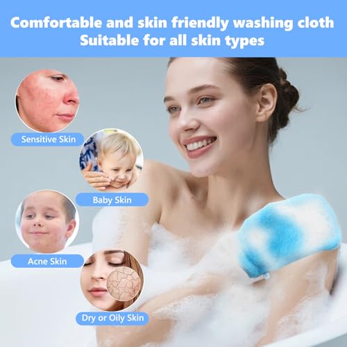 BOGCLEE 5 Stück Waschlappen Gesicht, Frottee Waschhandschuhe, Mikrofaser-Waschhandschuhe, Waschhandschuhe aus Korallensamt, Weiches Gesichtshandschuh, 20x15CM