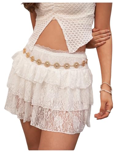 MakeMeChic Women's Western Chain Belt Metal Concho Waist Belts For Dresses Jeans Cowboy Chic