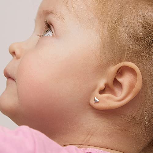 925 Sterling Silver 5mm Classic Heart Toddler Screw Back Earrings for Babies & Kids - Hypoallergenic Young Girl's Heart Earrings3