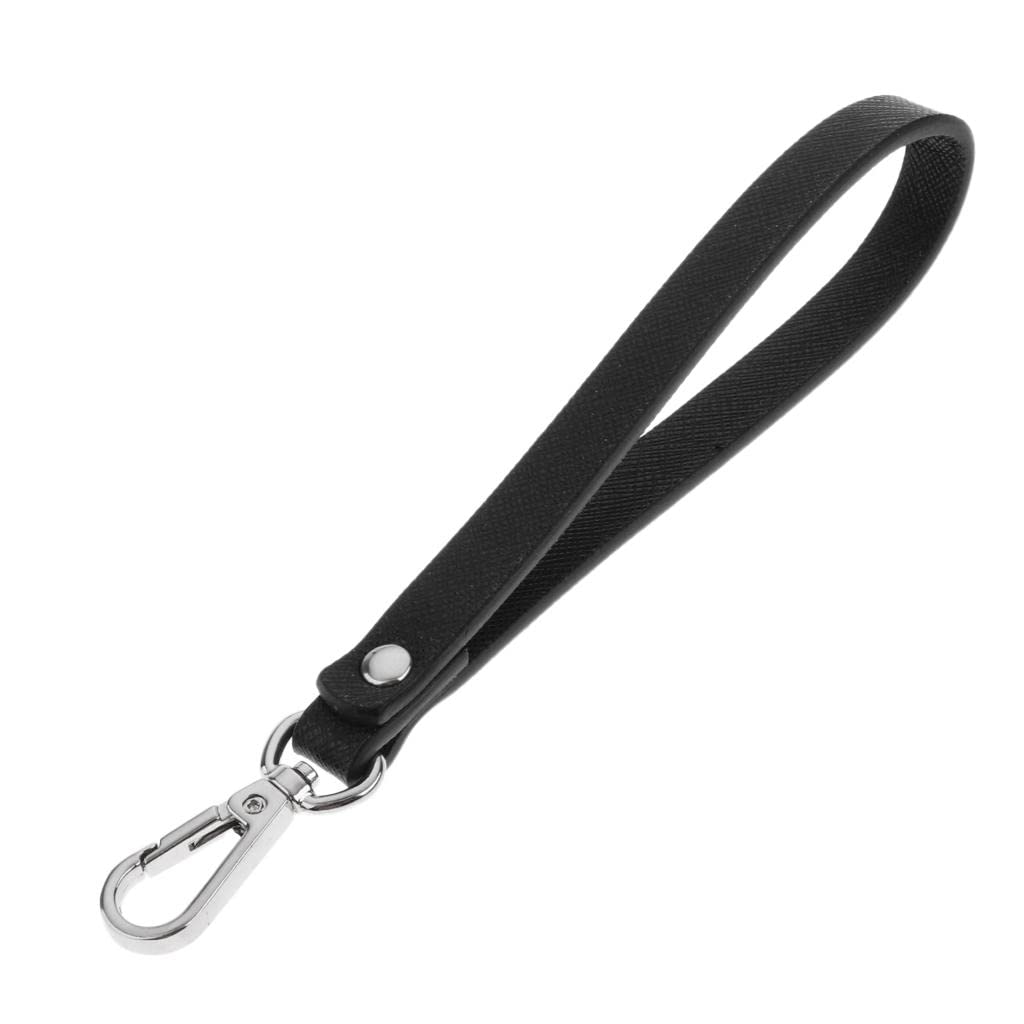 Wristlet Strap Keychain Cellphone Leather Hand Strap with Silver Lock Black-image-20