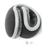 [JUNENTER] ニュートラル折りたたみ式耳栓、メンズイヤーウォーマー、プラッシュブラック耳栓/ツイスト冬用イヤーマフ付き[フリーサイズ]