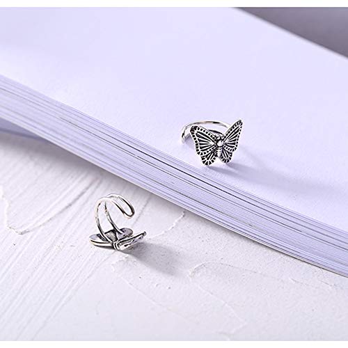 Retro Butterfly Ear Cuff Wrap Cartilage Clip On No Piercing Small Hoop Earrings For Women Girls Minimalist Tiny 925 Sterling Silver Fashion Delicate Cute Animal Fake Huggie Hoops Tragus Cuffs Gifts Daughter Bff Birthday Xmas 10Mm #TOP1